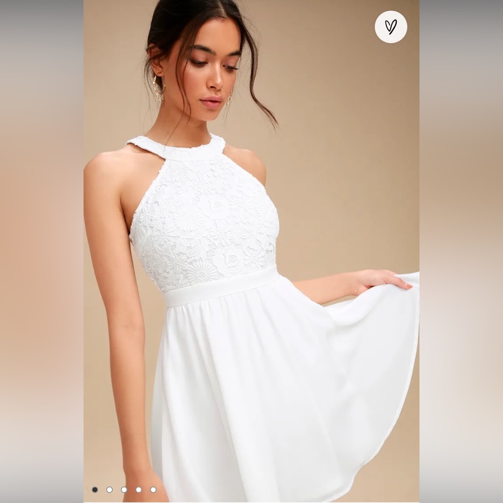 Lover's Game White Lace Skater Dress